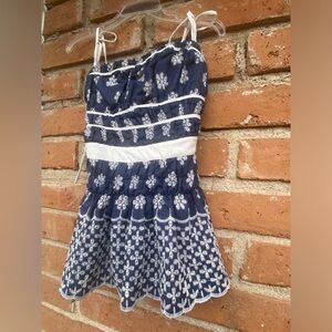 Y2K Navy Embroidered Tie-Strap Bustier Top (L) – Cottagecore Vibes